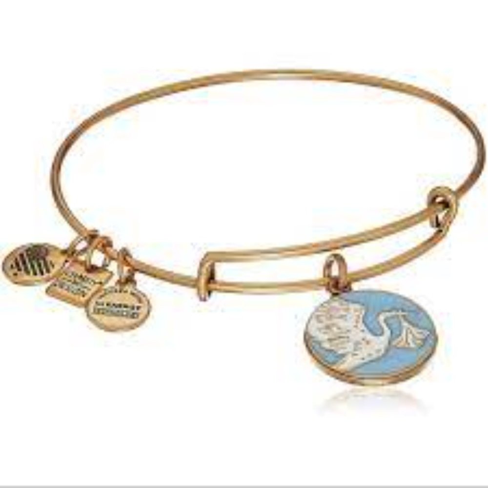 🌟Alex and Ani Blue and White Stork Gold Expandable Charm Bracelet